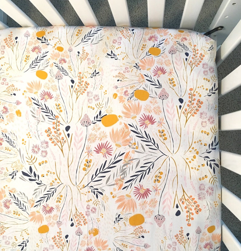 Crib Sheet or Changing Pad Cover WISPY DAYBREAK Floral Crib Etsy