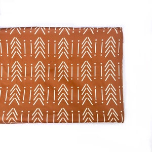 Crib Sheet or Changing Pad Cover- SICKLE MUDCLOTH COPPER- boy Crib Sheet- boy Changing Pad- boho Crib Sheet- boho bedding- mudcloth- rust