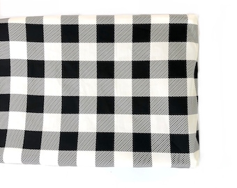 Crib Sheet or Changing Pad Cover- BLACK BUFFALO PLAID- boy Crib Sheet- boy Changing Pad Cover- monochrome Crib Sheet- buffalo plaid- neutral