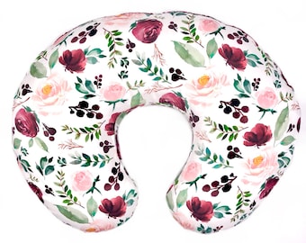 Nursing Pillow Cover- WILD at HEART FLORAL- floral cover- nursing cover- girl nursing pillow- watercolor floral- baby bedding- floral pillow