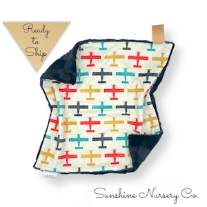 Lovey Blanket- MOD AIRPLANES - airplane lovey- baby lovey- security blanket- baby gift- boy lovey- baby blanket- Cuddle blanket- planes