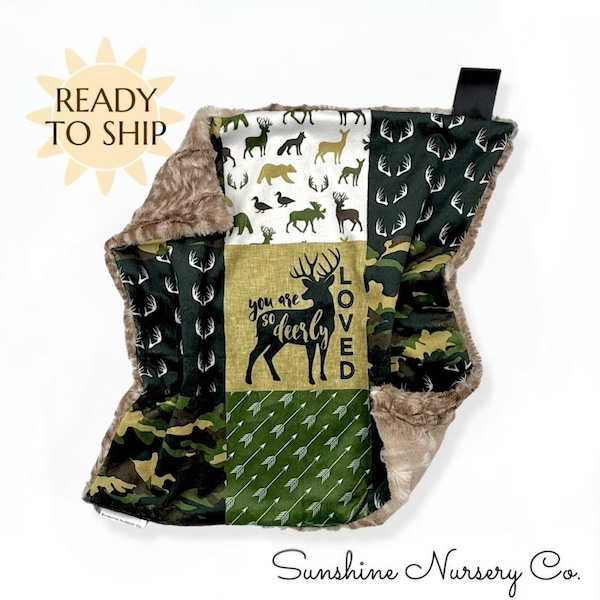 17"x17'' Lovey Blanket- SO DEERLY LOVED - baby lovey- security blanket- baby gift- boy- deer lovey- deer blanket- lovey- Cuddle blanket
