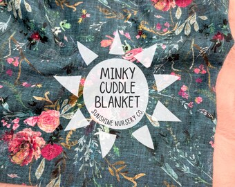 Cuddle Blanket- TEAL FABLE FLORAL- baby blanket- boho- bedding- floral blanket- nursery- girl- crib blanket- minky blanket- throw- romantic