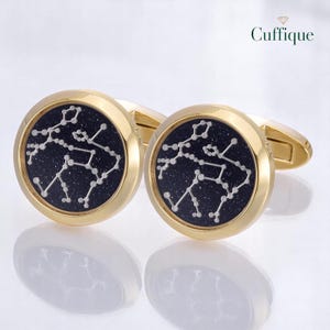Gemelos con mapa de constelación de 18 mm y estrella: botones franceses creativos para puños de hombre / Gemelos astronómicos únicos para traje o camisa