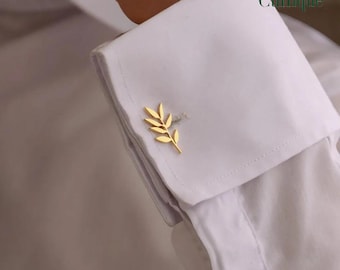 Olive Branch Cufflinks – Custom Stainless Steel Men&#39;s Cufflinks | Father&#39;s Day Gift for Husband