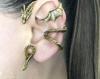 Golden Dragon Earring | Unique Copper Dragon