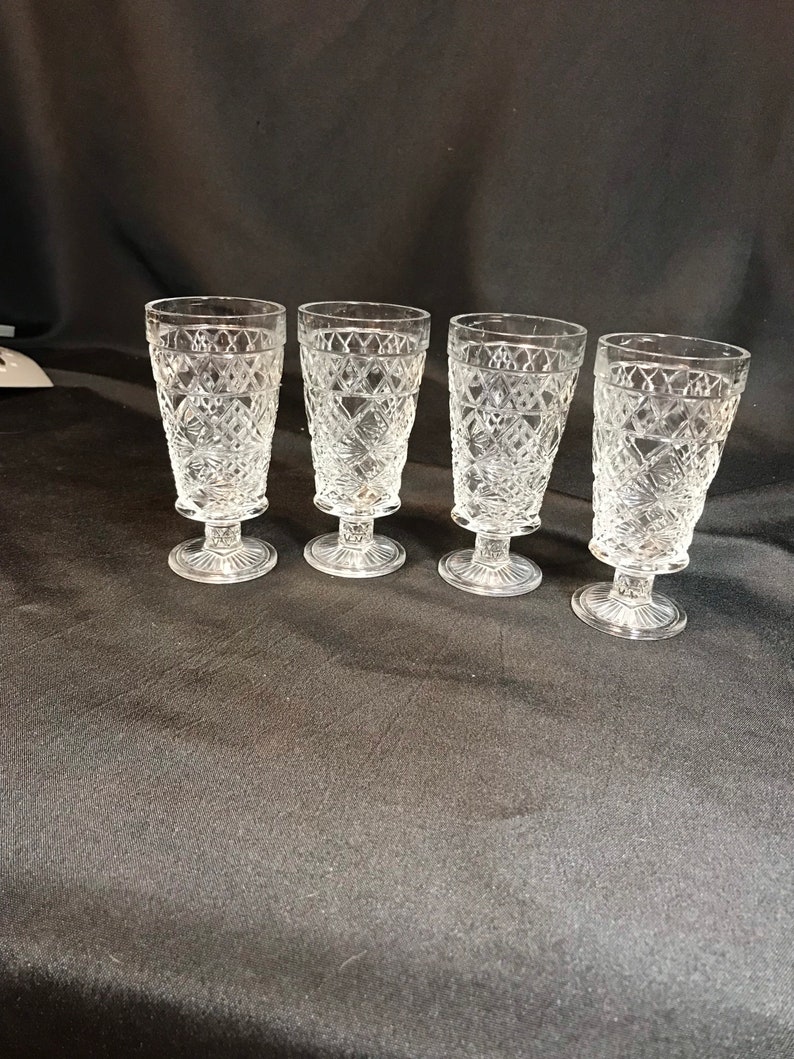 Anchor Hocking Vintage Pressed Glass Set of 4 Juice Glasses Etsy UK