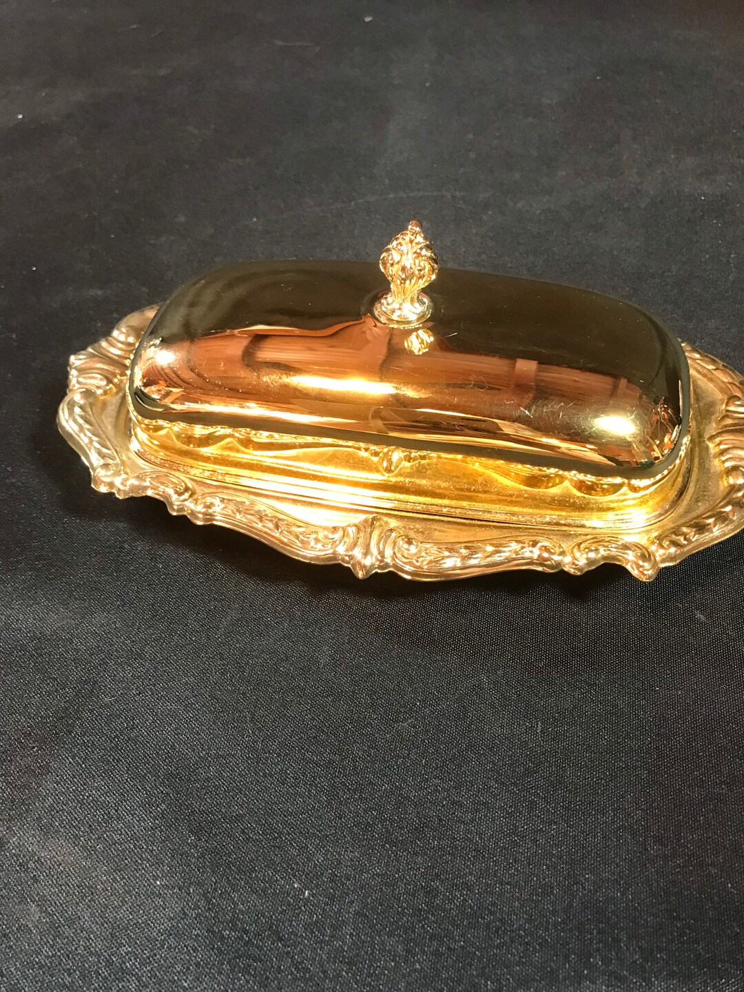 Gold Electroplated Butter Dish With Cut Glass Insert by Etsy
