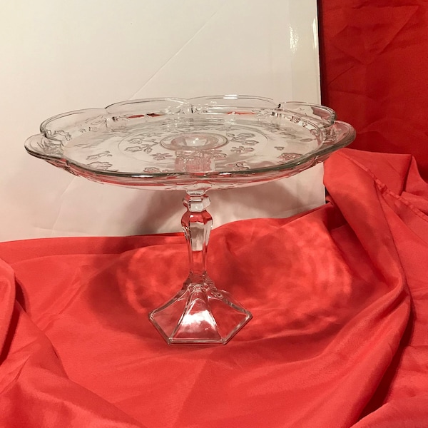 MCM Bohemian Crystal Cake Stand 12” Wide, 8” Tall.