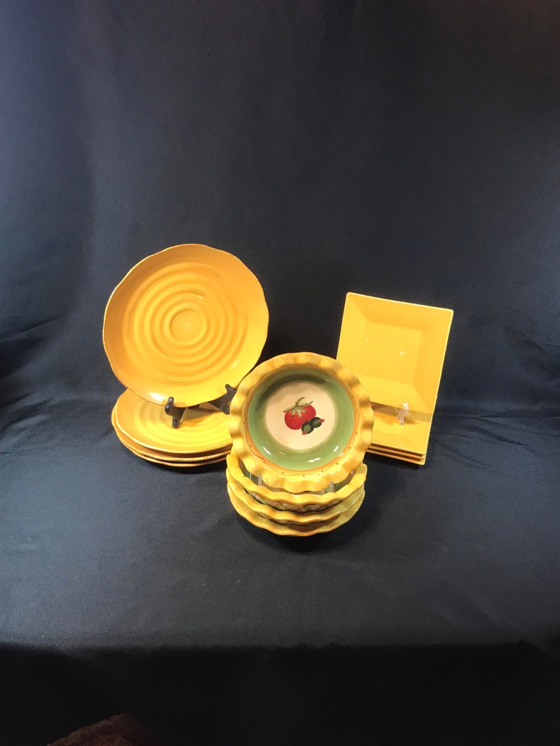 Tabletop Gallery Yellow Pottery 12 Piece Luncheon Set Etsy
