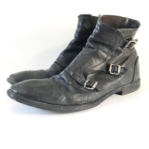 Vintage Alexander Mcqueen Distressed Black Leather Monk Strap Boots Made in Italy Size 9 Women s 7.5 Men s Etsy