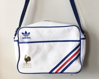 Adidas Vintage F.F.F. Messenger Bag, Adidas sac bandoulière, besace homme, sac de sport rétro, sac de Sport Adidas Vintage à rayures