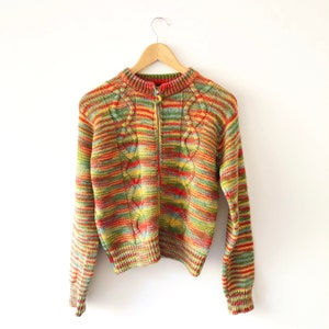 トップス [Vintage]90s Line Zip Hemp Knit cardigan Vintage]90s Line Zip Hemp Knit cardigan