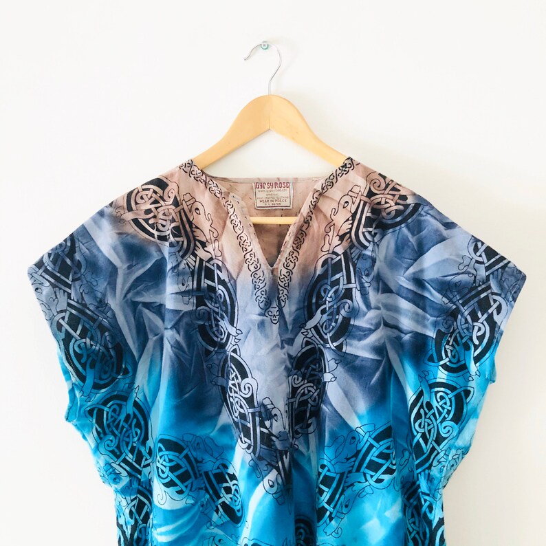 One Size Vintage Y2K Linen Oversized Tie Dye Kaftan Shirt