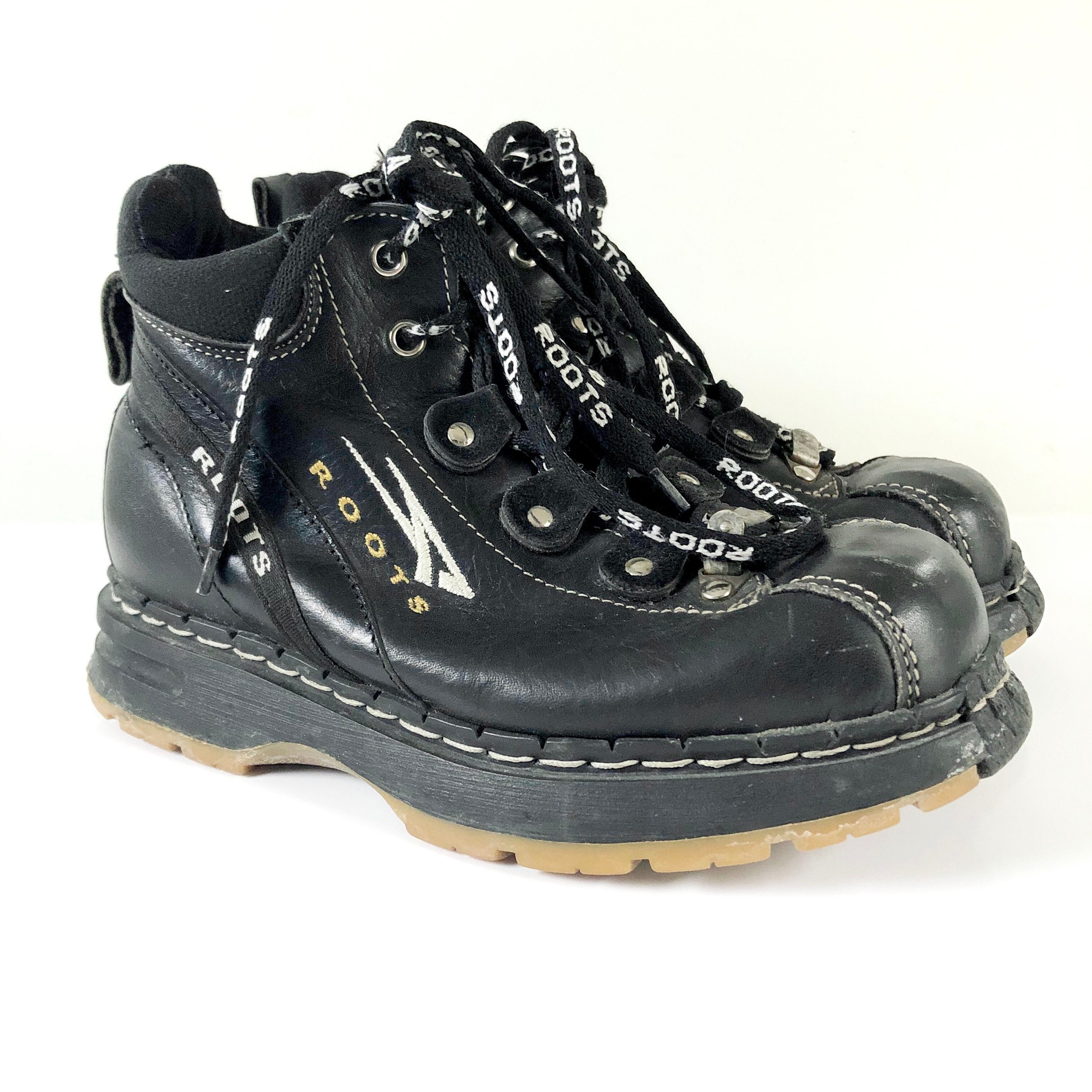 Vintage Roots Black Leather Chunky Lace Ankle Etsy