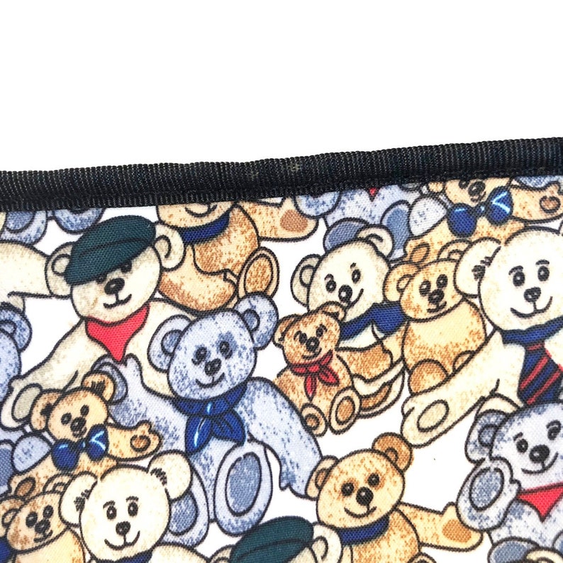 Vintage 90s Teddy Bear Print Nylon Zipper Pouch