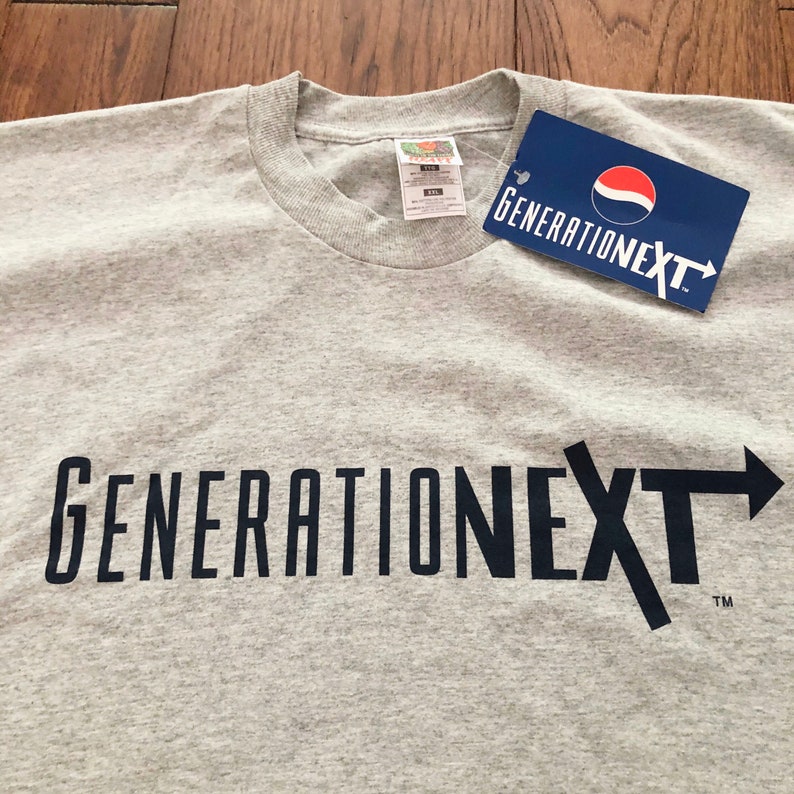 Vintage 90s New with Tags Pepsi Generation Next Grey and Black Oversized T Shirt Size XXL