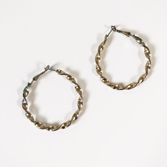 Vintage 90s Gold-Tone Twist Hoop Earrings