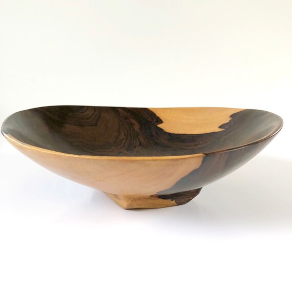 Vintage Handcrafted Round Wooden Decorative Accent Bowl Baskets & Bowls