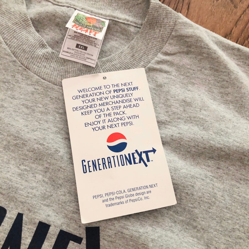 Vintage 90s New with Tags Pepsi Generation Next Grey and Black Oversized T Shirt Size XXL