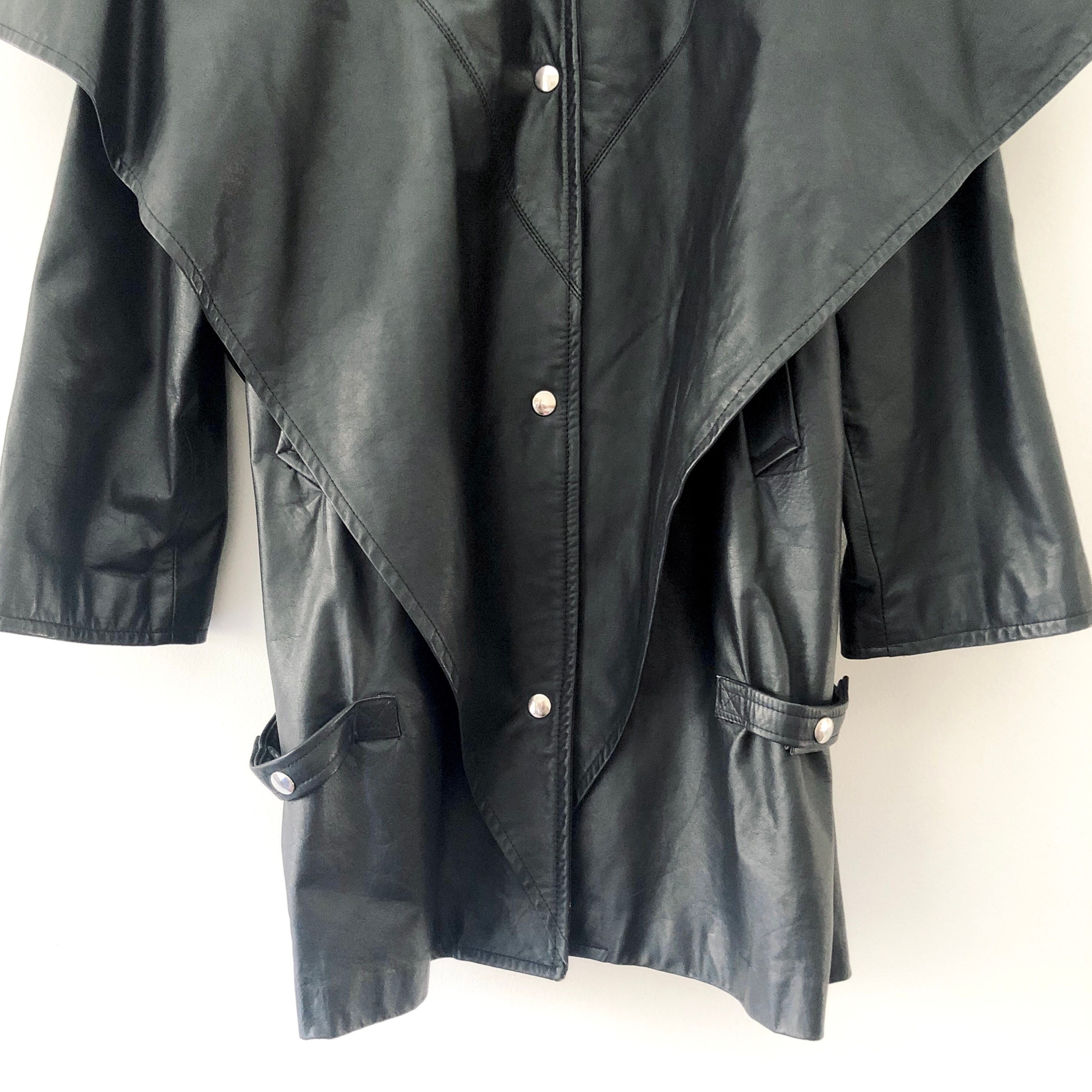 Vintage 80s Black Batwing Leather Jacket Vintage Leather Etsy