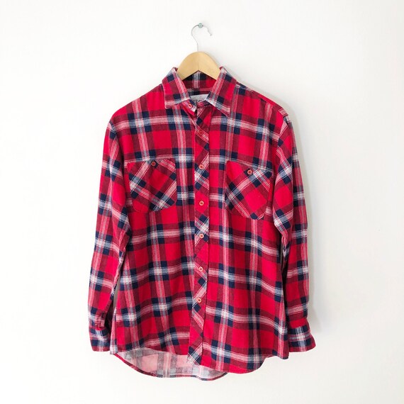 Vintage 80s Red and Blue Plaid Flannel 
