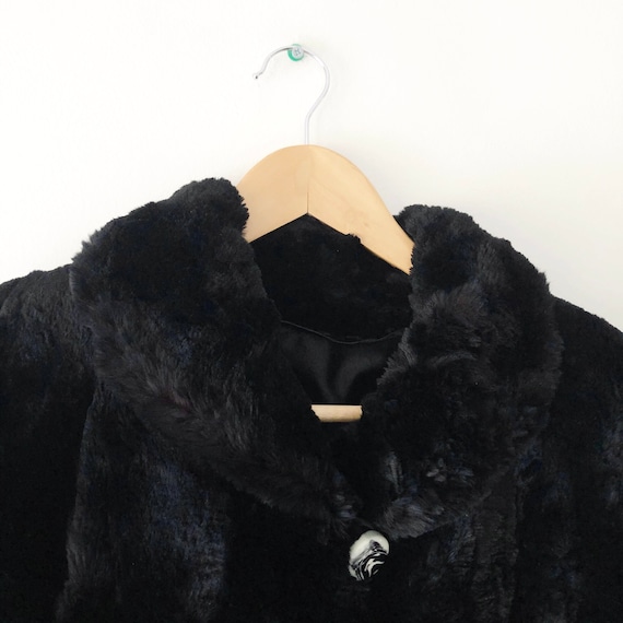 Vintage 1960s Women's Black Rabbit Fur Jacket wit… - image 7