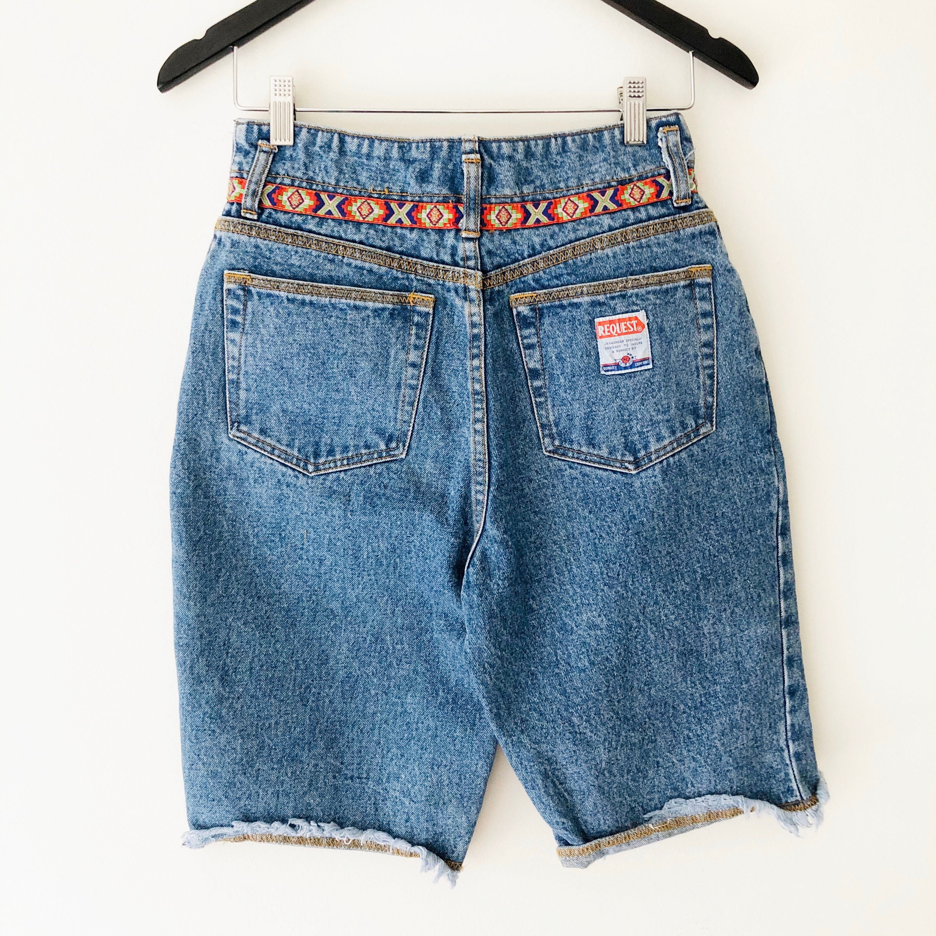 Vintage 90s Request Jeans High Waisted Blue Denim Shorts With