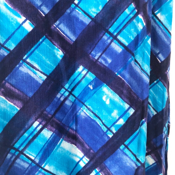 Vintage 90s Blue and Purple Abstract Plaid Semi-S… - image 5