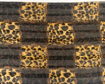 Vintage 90s Leopard and Chain Print Shawl Scarf