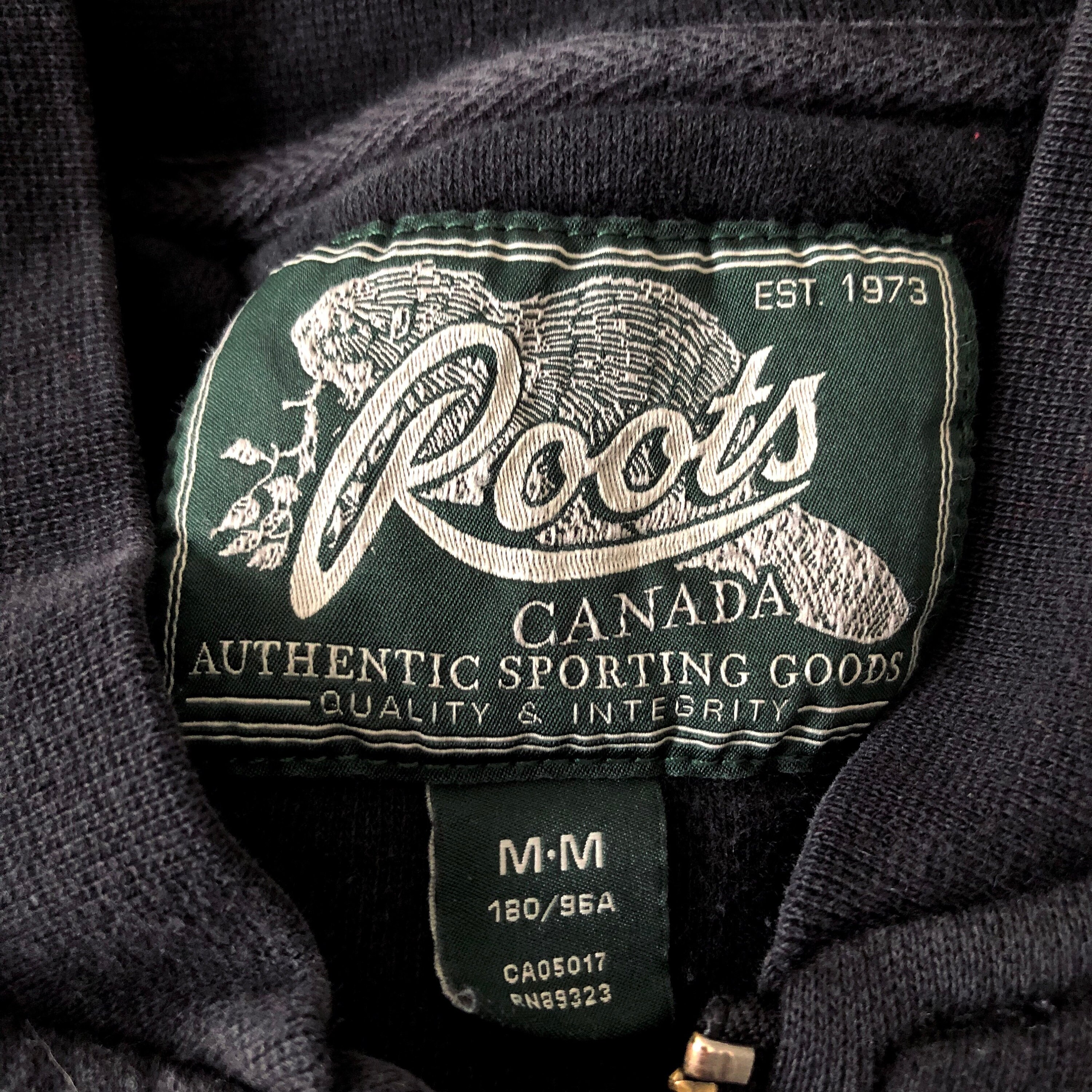 Vintage Roots Canada Black and White Striped Quarter Zip
