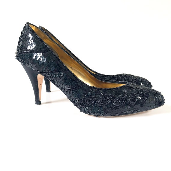 sequin pumps black