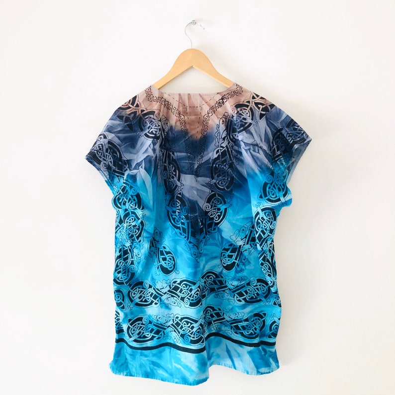 One Size Vintage Y2K Linen Oversized Tie Dye Kaftan Shirt
