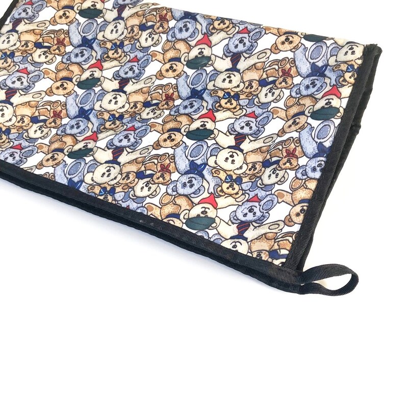 Vintage 90s Teddy Bear Print Nylon Zipper Pouch