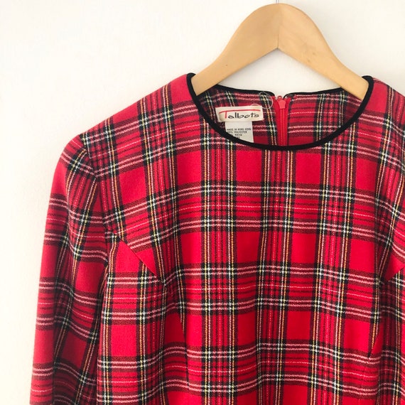 Vintage 80s Talbots Red Plaid Long Sleeve Pencil … - image 5