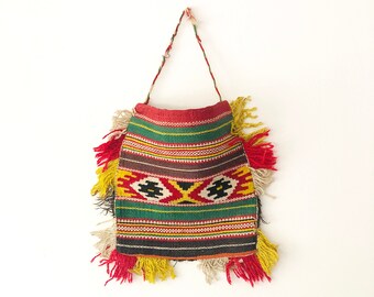 Vintage Hand-Woven Kilim Carpet Rug Bag