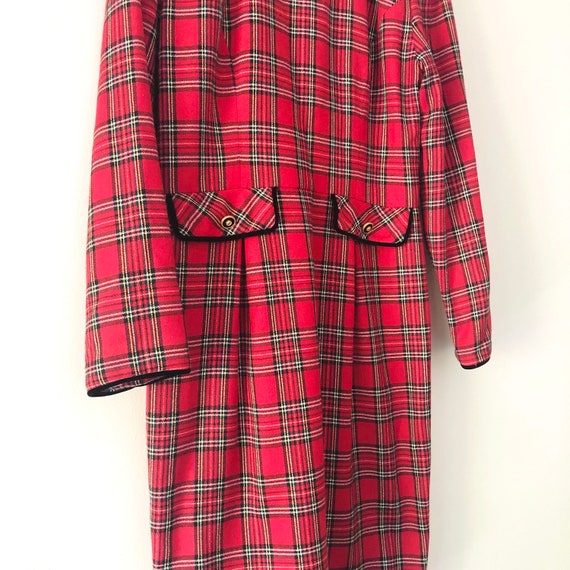 Vintage 80s Talbots Red Plaid Long Sleeve Pencil … - image 6