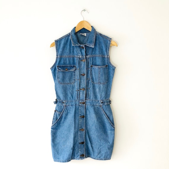 Vintage 90s Jordache Blue Denim Jumper Dress, Jean