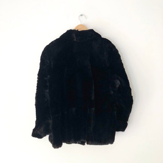 Vintage 1960s Women's Black Rabbit Fur Jacket wit… - image 5