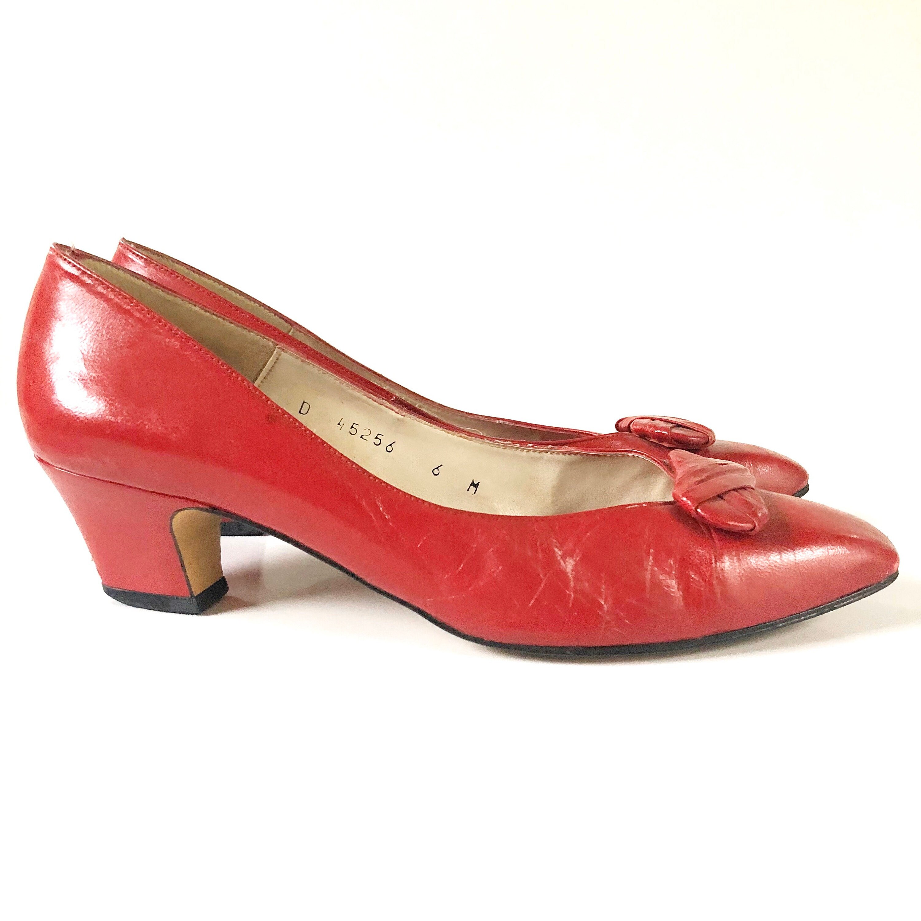 Vintage 90s Cherry Red Leather Heels Vintage Pumps Size 6M Made in Spain Etsy UK