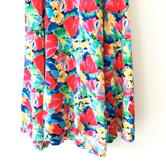 Vintage 80s Handmade Cap Sleeve Multicolor Floral… - image 7