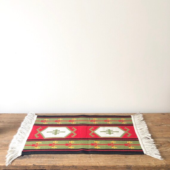 Vintage 2x1 Woven Turkish Kilim Rug, Geometric Rug, Vintage