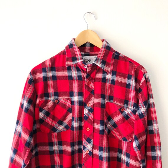 Vintage 80s Red and Blue Plaid Flannel 
