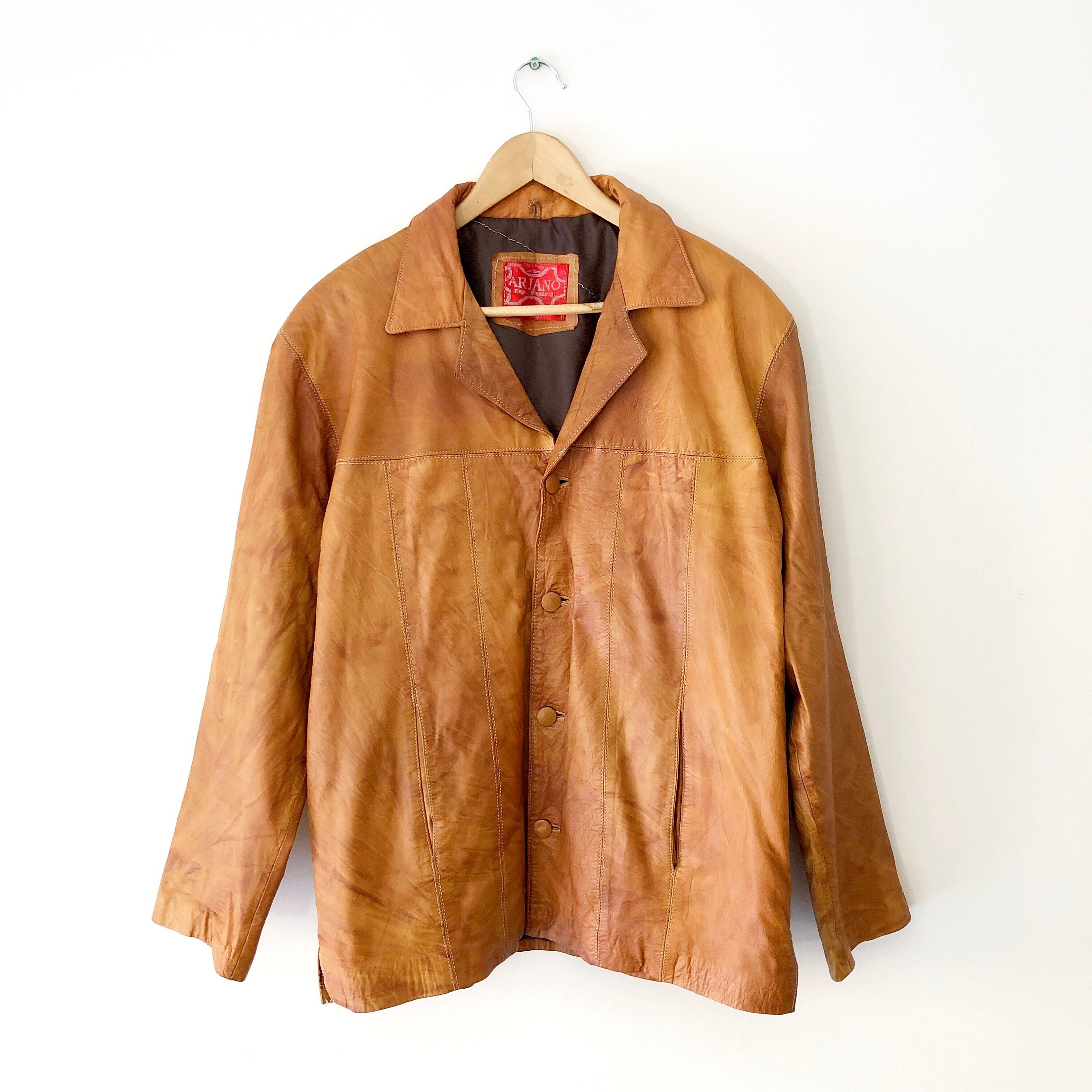 Vintage Brown Leather Button up Shirt 