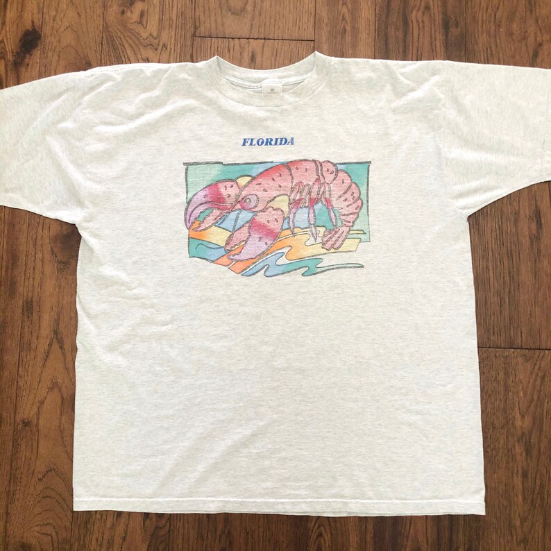 Size XXL Vintage 90s Florida Lobster Rainbow Graphic Tee