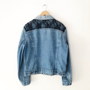 Vintage Levi&#39;s Black Lace Blue Denim Jacket, Size 42 (Large)