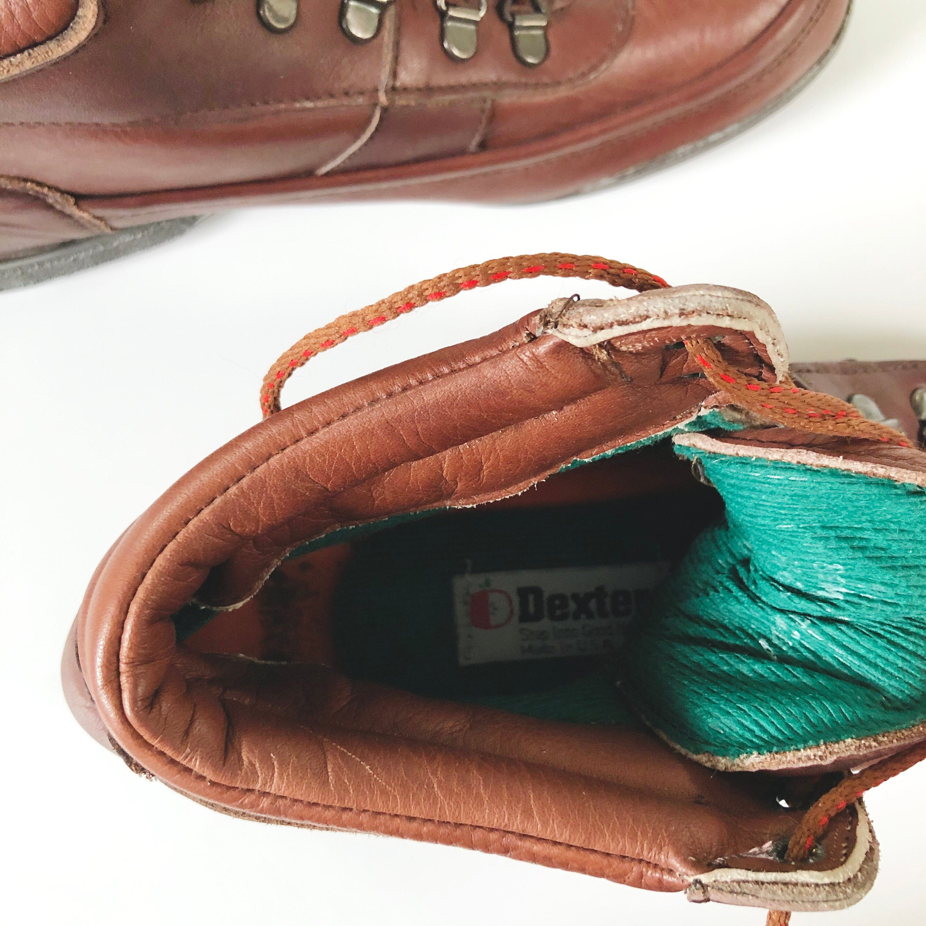 Vintage 80s Men's Dexter Brown Leather Lace up Ankle Boots
