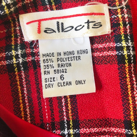 Vintage 80s Talbots Red Plaid Long Sleeve Pencil … - image 9