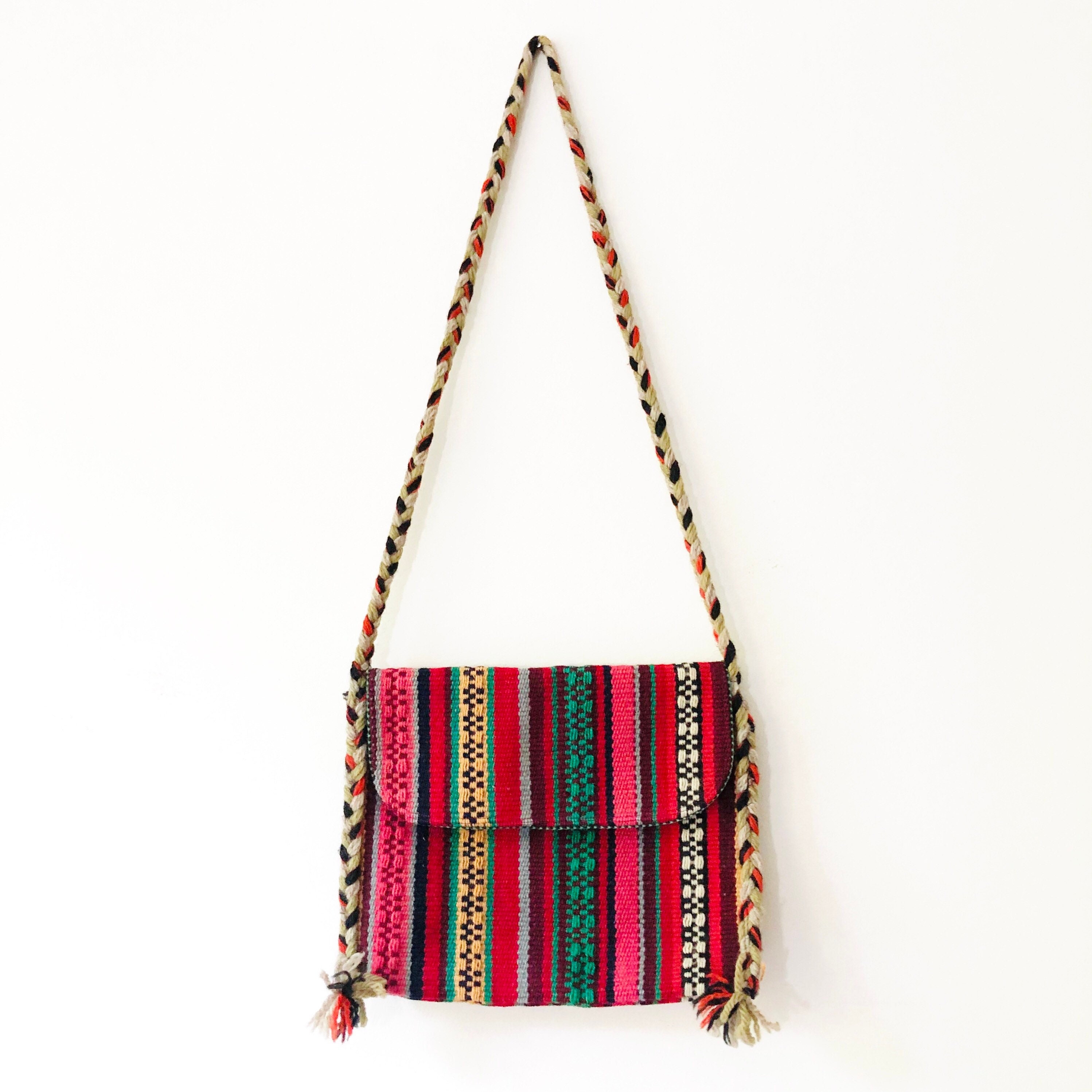 バッグ VINTAGE 80s 90s CHRYSANTHEMUM HANABI BAG Hippie Bag With Zipper Fringe Purse Bohemian Hobo Bag