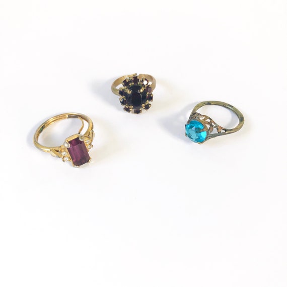 Vintage Set of 3 Stone Cocktail Rings